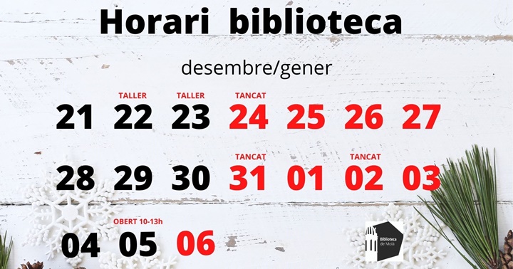 Horari de Nadal 2020-2021